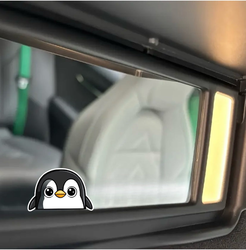 3PC Cute Penguins Rearview Mirror Sticker Decal, Mirror Sticker with Peeking Anime Penguins, Transparent Weatherproof Vinyl Sticker for Women, Girls(3 Penguins) (2.15x30)