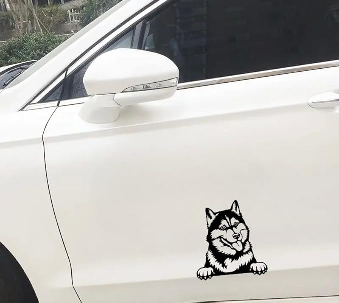 Siberian Husky Car Decal for Dog Lover, Husky Graphics Window Decal as Automotive Embellishment, Peeking Cute Husky Car Sticker Window Decals Anime (Siberian Husky) (1.75x30)