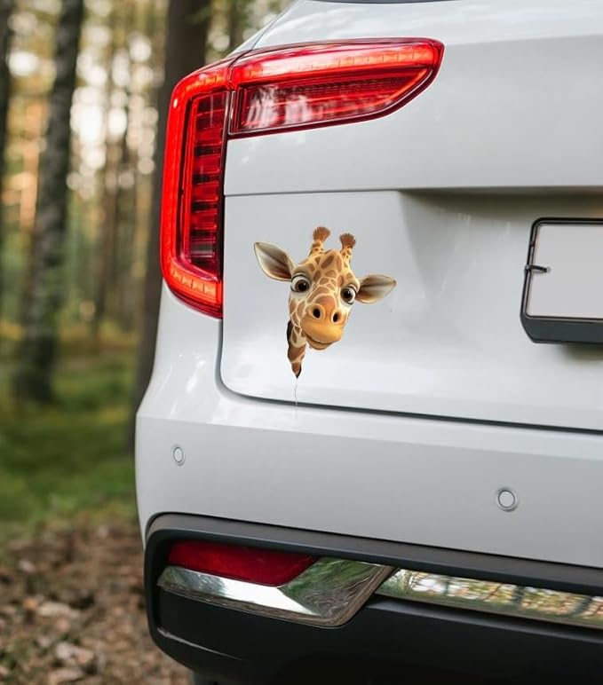Peeking 3D Giraffe for Car Bumper, Window, Car Panel, Cute Funny Giraffe Vinyl Waterproof Unique Car Sticker (Giraffe) (2.15x30)