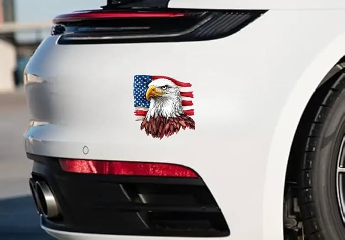 American Bald Eagle Car Sticker, Auto Die Cut Decal for Bumper Window Rear Panel, Patriot Eagle Sticker Car Accessory, American Pride Decal (2.15x30)