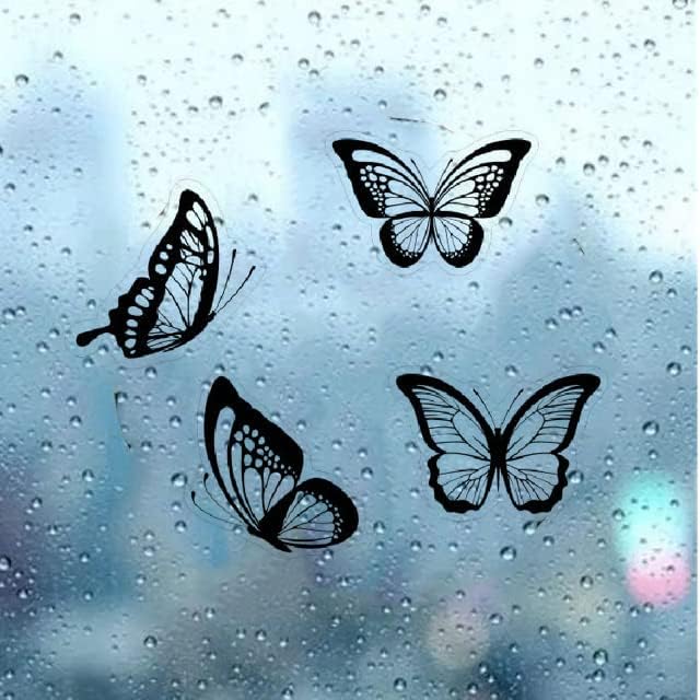4 Butterfly Transparent Decals for car bumper and trunk BLACK (1.75x30)