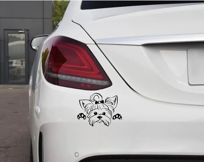 Peeking Yorkshire Terrier Car Widnow Decal Sticker, Cute Dog Decals for Window Bumper Mirror Rear, Dog Anime Car Decals, Dog on Board Peeking Car Vinyl Cute (Yorkshire Terrier) (1.75x30)