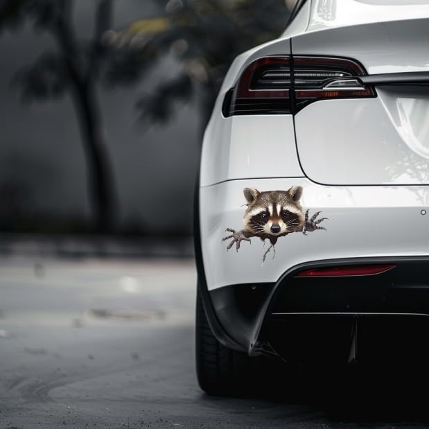 Peeking Raccoon Decal Sticker, Funny Adorable Pickaboo Raccoon Face Sticker for Bumper Window Mirror as Vinyl Waterproof Removable Weatherproof Outdoor Decals (2.15x30)