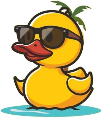 Yellow Rubber Ducks Holographic Auto Decal, Funny Summer Swimming Duck with Graphic Vinyl for Bumper Window Exterior Car Panel, Made in USA, 4.5x4inch (SwimmingDuck) (2.15x30)