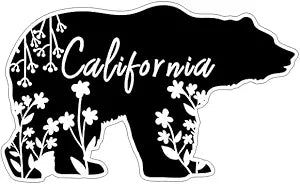 California Bear State Auto Sticker Silhouette with Word California, Cali Love, Grizzly Bear Vinyl Window BLACK (1.75x30)