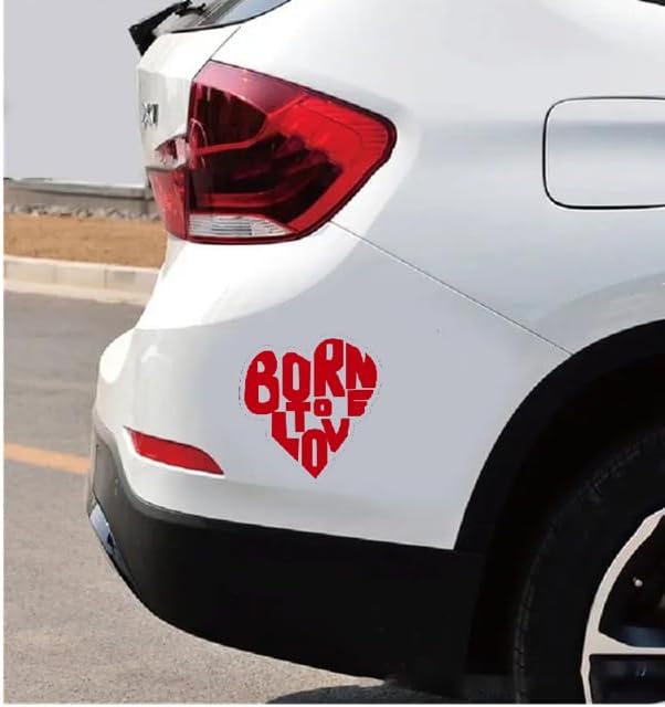 Born to Love Car Decal Window Vinyl Sticker, Red Heart Quote Vehicle Decal (1.75x30)