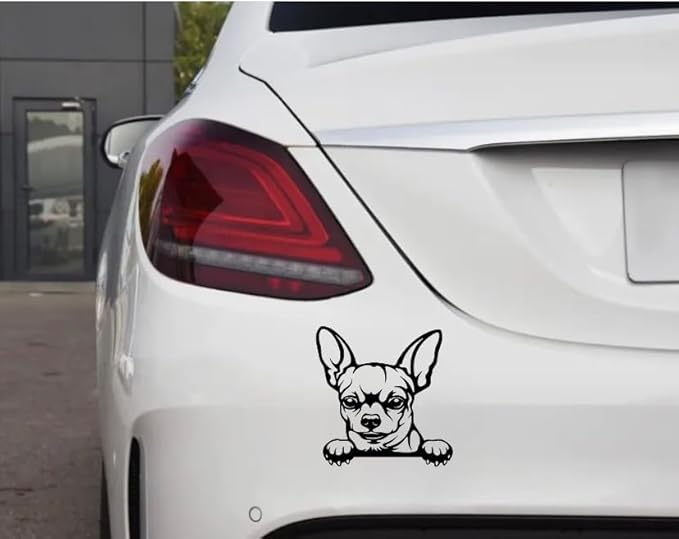 Peeking Chihuahua Sticker for Cars, Chihuahua Cute Dog Decals for Window Bumper Mirror Indoor Outdoor, Peeking Car Sticker Decals Anime Vinyl Cute Peel and Stick (Chihuahua) (1.75x30)