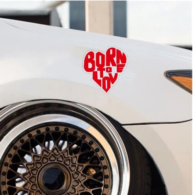 Born to Love Car Decal Window Vinyl Sticker, Red Heart Quote Vehicle Decal (1.75x30)