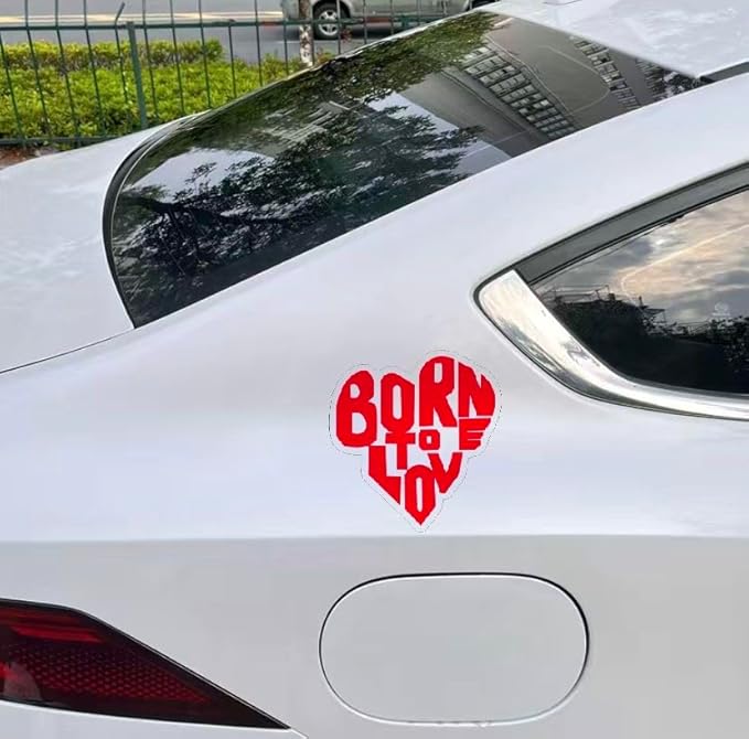 Born to Love Car Decal Window Vinyl Sticker, Red Heart Quote Vehicle Decal (1.75x30)