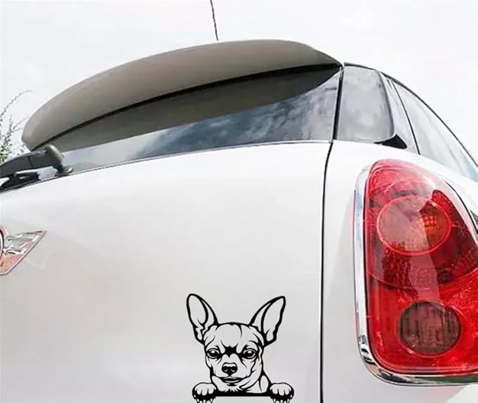 Peeking Chihuahua Sticker for Cars, Chihuahua Cute Dog Decals for Window Bumper Mirror Indoor Outdoor, Peeking Car Sticker Decals Anime Vinyl Cute Peel and Stick (Chihuahua) (1.75x30)