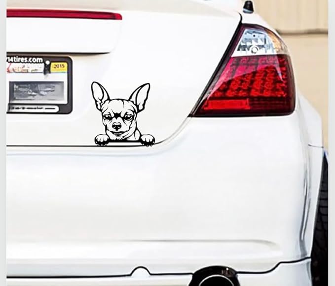 Peeking Chihuahua Sticker for Cars, Chihuahua Cute Dog Decals for Window Bumper Mirror Indoor Outdoor, Peeking Car Sticker Decals Anime Vinyl Cute Peel and Stick (Chihuahua) (1.75x30)