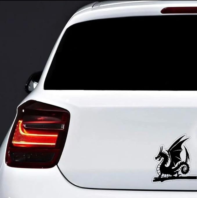 Dragon on The Branch Car Vinyl Decal, Ancient Fantasy Peel and Stick Decal, Dragon Wings Graphic Decoration for Window Bumper Trunck Rear BLACK (1.75x30)