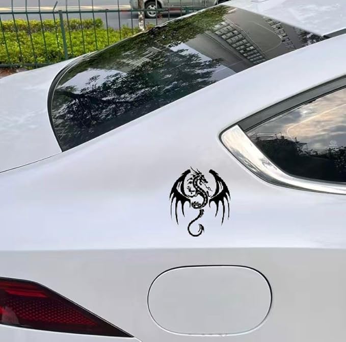 Dragon Car Decal Vinyl Window Bumper Laptop Car Emblem Graphic Silhouette Decal BLACK (1.75x30)