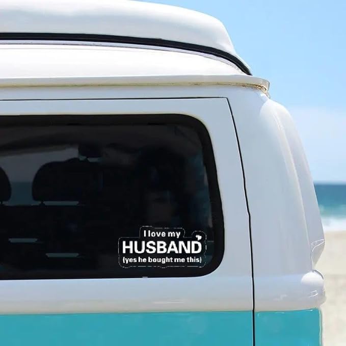 I Love My Husband Humorous Quote Car Decals for Women and Wives, Funny Marriage Love Car Accessory WHITE (1.75x30)