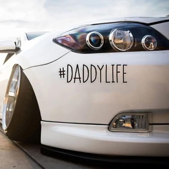 Dad Life Waterproof Graphic Decals, Cute Vinyl Sticker Dad life for Car Truck Window Laptop BLACK (1.75x30)