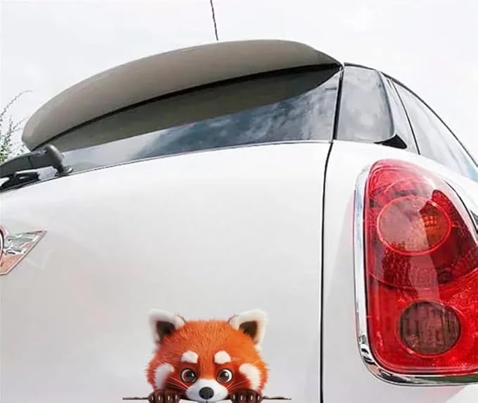 Peeking Red Panda Car Decal Sticker, 3D Cute Cartoon Red Panda Decals for Car Accessories, Funny Car Decoration Decals for Bumper, Window, Auto Panel (Red Panda) (2.15x30)