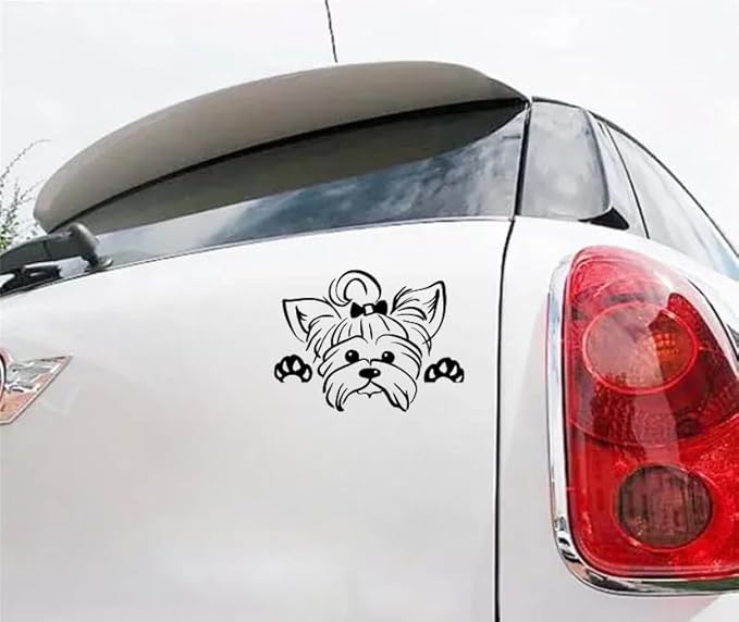 Peeking Yorkshire Terrier Car Widnow Decal Sticker, Cute Dog Decals for Window Bumper Mirror Rear, Dog Anime Car Decals, Dog on Board Peeking Car Vinyl Cute (Yorkshire Terrier) (1.75x30)