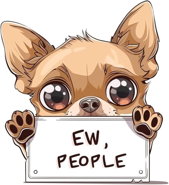 Anime Brown Puppy Decal with EW People, Funny Warning Decals for Car, Kawaii Anime Dog Car Sticker, Peeking Decals for Window Bumper Mirror, Vinyl Sticker (2.15x30)