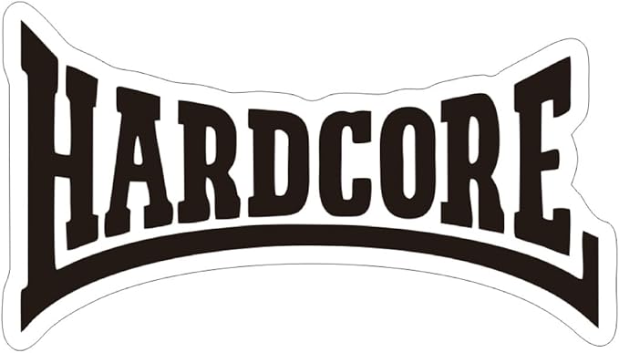 Hardcore Word Car Decal with Vinyl, Inspirational Sticker for Extreme Fearless Speed Driver BLACK (1.75x30)