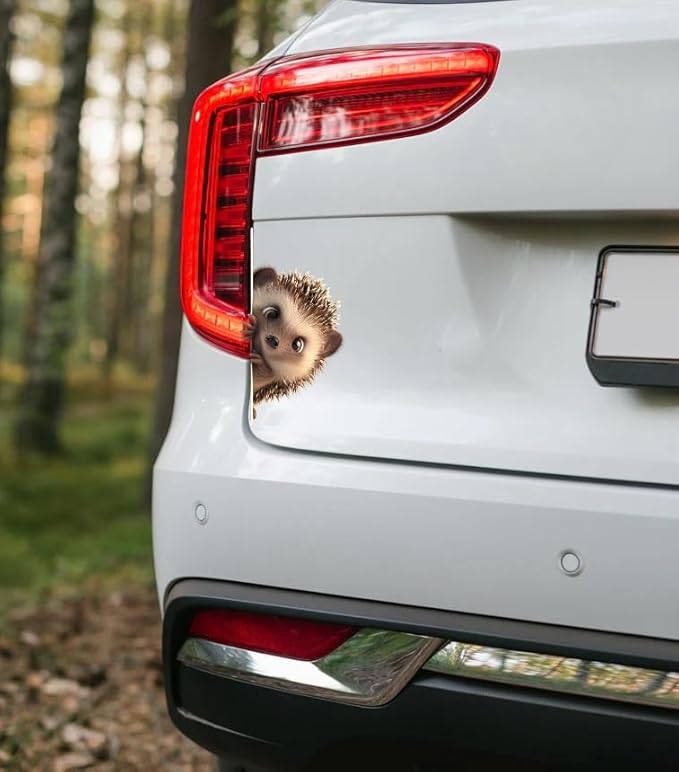 Peeking Hedgehog Car Sticker Decal, Cute Funny 3D Cartoon, Car Accessorie Auto Decoration for Exterior on Bumper, Window, Auto Panel (Hedgehog) (2.15x30)