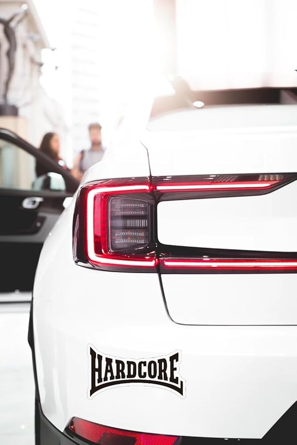 Hardcore Word Car Decal with Vinyl, Inspirational Sticker for Extreme Fearless Speed Driver BLACK (1.75x30)