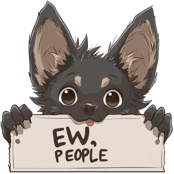 Anime Cute Dog Decal with EW People, Kawaii Black Puppy Car Decal for Window, Bumper, Side, Mirror, Peek-a-Boo Car Vinyl Sticker, Japanese Style (2.15x30)