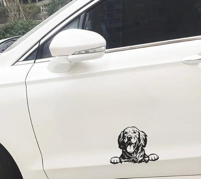 Gold Retriever Car Decal, Peeking Dog Car Vinyl Sticker for Window Vehicle Cling Bumper, Cute Retriever Peekaboo Car Sticker Anime (Retriever) (1.75x30)