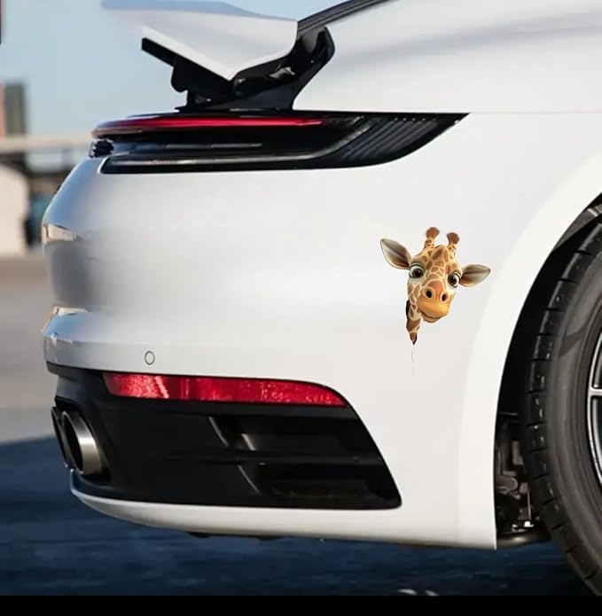 Peeking 3D Giraffe for Car Bumper, Window, Car Panel, Cute Funny Giraffe Vinyl Waterproof Unique Car Sticker (Giraffe) (2.15x30)