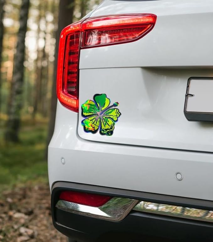 Holographic Green Yellow Hibiscus Flower Decal for Cars, Tropical Hawaiian Flower, Waterproof Auto Accessories, Summer Decorative Sticker for case, Waterbottle, Window, Mirror (Yellow) (2.15x30)