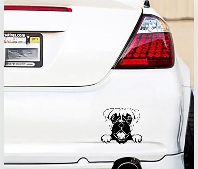 Peeking Boxer Dog Car Decals Sticker, Dog Decals for Car Minivan SUV RV Bike, Silhouette Dog Decals for Vehicle, Cute Peeking Car Decals Anime Vinyl (Boxer) (1.75x30)
