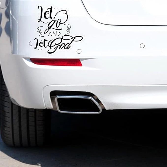Let Go and Let God Vinyl Decals, Faith Religious Car Stickers (1.75x30)