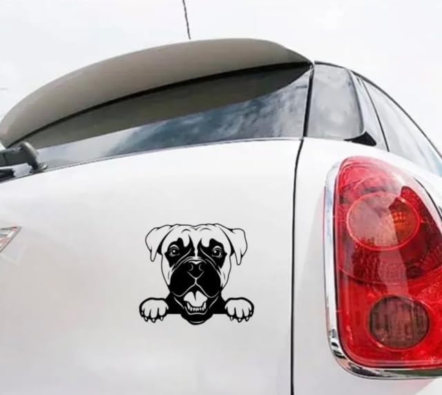 Peeking Boxer Dog Car Decals Sticker, Dog Decals for Car Minivan SUV RV Bike, Silhouette Dog Decals for Vehicle, Cute Peeking Car Decals Anime Vinyl (Boxer) (1.75x30)