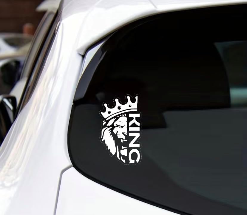 Lion Face Decal for car, King Symbol Royal Car Sticker WHITE ($1.75x30unit)