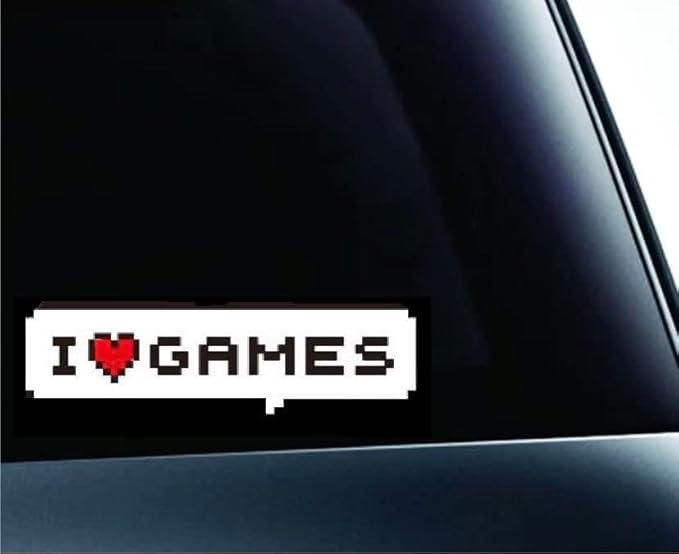I Love Game Car Vinyl Decals, Gamer Decals for Cars, Gamer Room Decals for Kids (1.75x30)