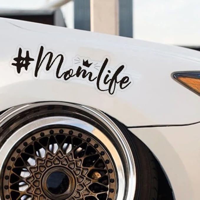 Mom Life Waterproof Graphic Decals, Cute Vinyl Sticker Momlife for Car Truck Window Laptop BLACK (1.75x30)