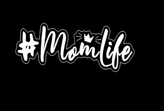 Mom Life Waterproof Graphic Decals, Cute Vinyl Sticker Momlife for Car Truck Window Laptop WHITE (1.75x30)