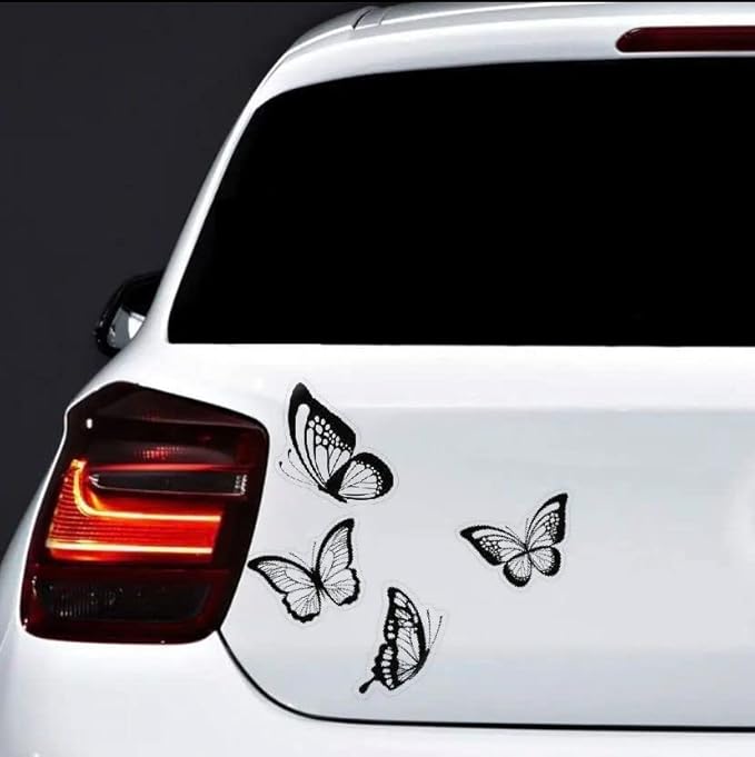 4 Butterfly Transparent Decals for car bumper and trunk BLACK (1.75x30)