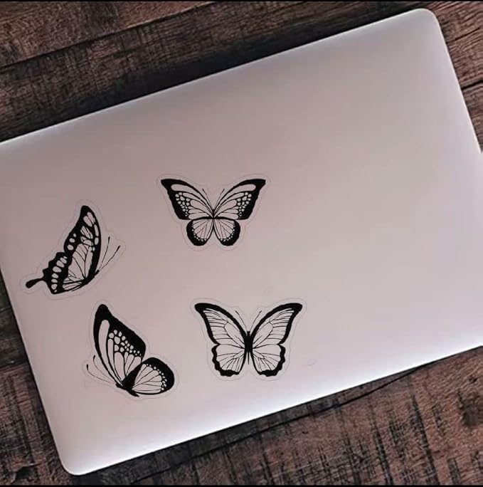 4 Butterfly Transparent Decals for car bumper and trunk BLACK (1.75x30)