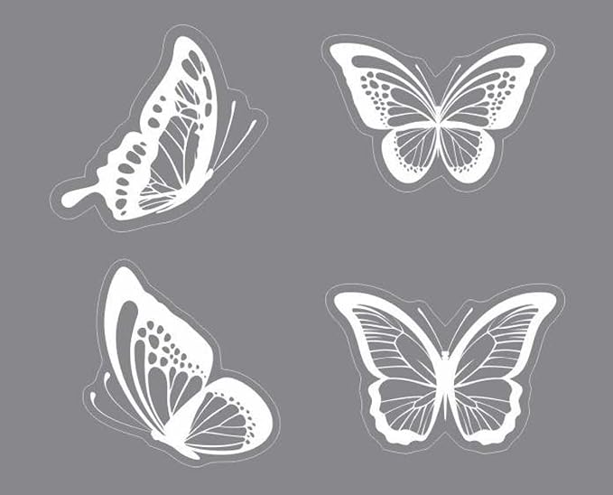 4 Butterfly Transparent Decals for car bumper and trunk WHITE (1.75x30)