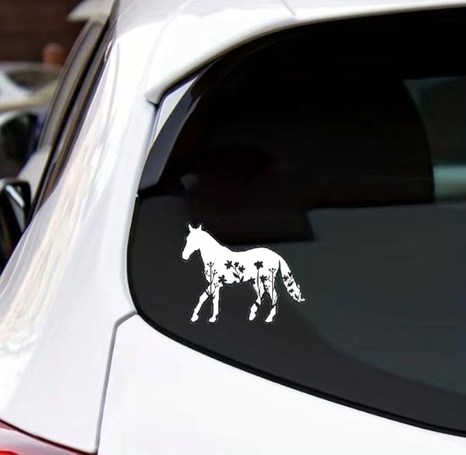 Horse Car Graphic Decal for Car, Case, Electronic, Waterbottle, Western Horse Lovers Vinyl Car Sticker WHITE (1.75x30)