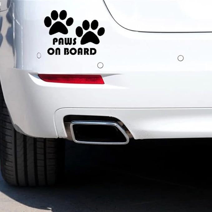 Paws on Board Car Vinyl Sticker, Dog on Board Car Safety Sign BLACK (1.75x30)