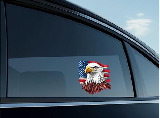 American Bald Eagle Car Sticker, Auto Die Cut Decal for Bumper Window Rear Panel, Patriot Eagle Sticker Car Accessory, American Pride Decal (2.15x30)