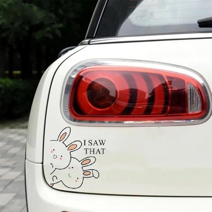I Saw That Rabbits Removable Car Decals, Peeking Car Decal Funny Bumper Sticker (1.75x30)