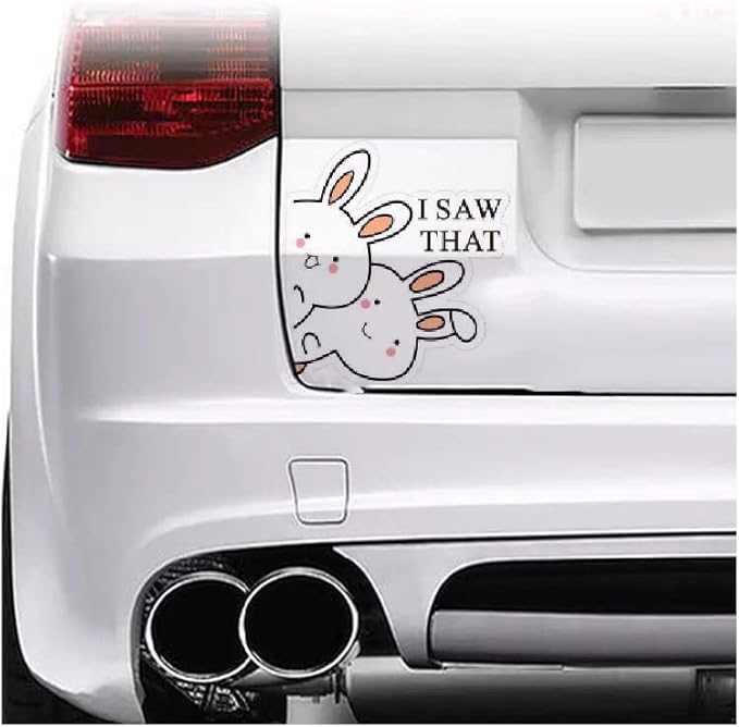 I Saw That Rabbits Removable Car Decals, Peeking Car Decal Funny Bumper Sticker (1.75x30)