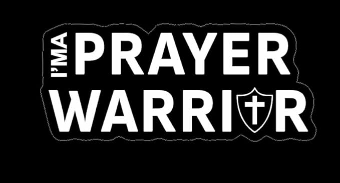 Prayer Warrior Vinyl Car Decal, Pray Scripture Religious Faith Christian Sticker for auto, vehicle, bike, van, RV WHITE (1.75x30)