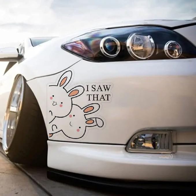 I Saw That Rabbits Removable Car Decals, Peeking Car Decal Funny Bumper Sticker (1.75x30)