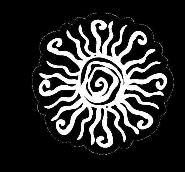 Sun Car Decal, Aestetic Sun Sticker, Rising Sun Tribal Vintage Decal WHITE (1.75x30)