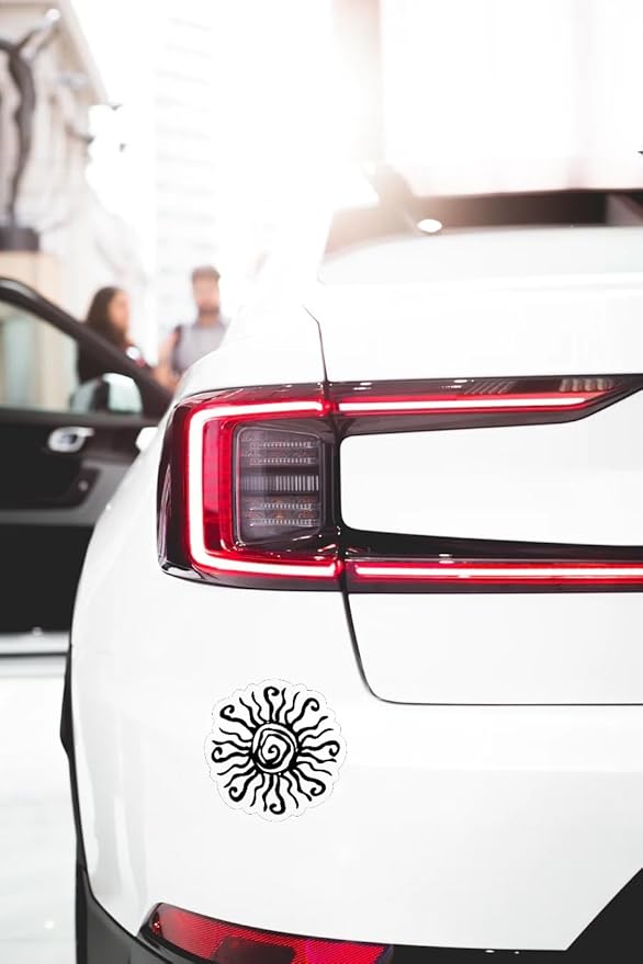 Sun Car Decal, Aestetic Sun Sticker, Rising Sun Tribal Vintage Decal BLACK (1.75x30)