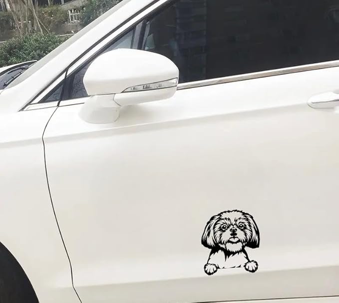 Cute Shih Tzu Car Decal, Peekaboo Graphic Decal Window Cling, Pup on Board Car Sticker, Peeking Dog Car Sticker Window Decals Anime, Cute Vinyl Decor (Shih Tzu) (1.75x30)