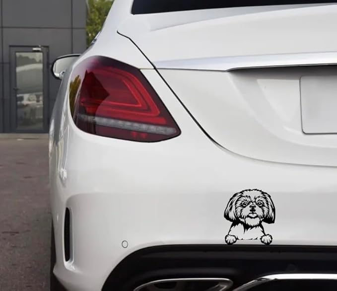 Cute Shih Tzu Car Decal, Peekaboo Graphic Decal Window Cling, Pup on Board Car Sticker, Peeking Dog Car Sticker Window Decals Anime, Cute Vinyl Decor (Shih Tzu) (1.75x30)